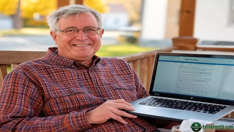 Retiree writing eBook for passive income for retirees 2025