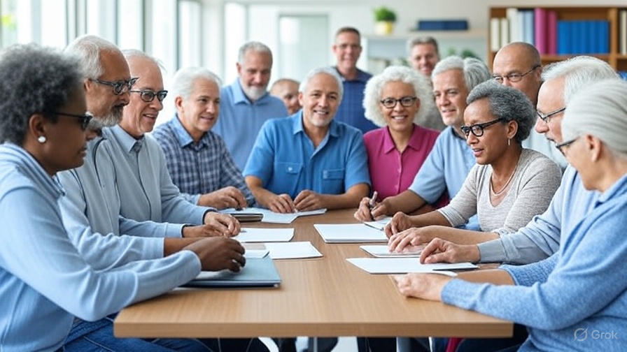 Retirees working together
