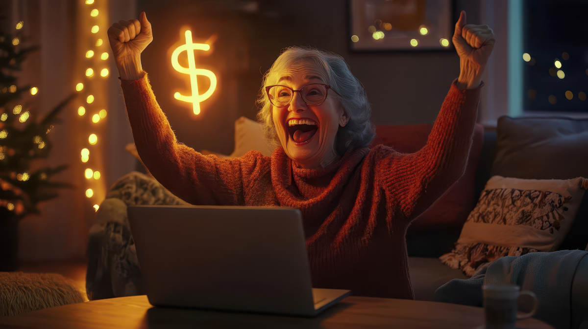 Senior digital marketing retiree earning easy $200+ wins at laptop