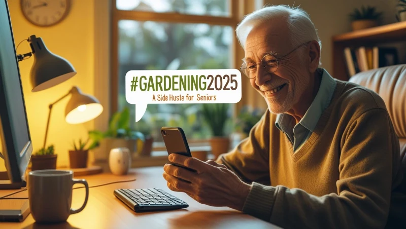 Side hustle for seniors: Retiree sharing a Payhip blogging store on X.